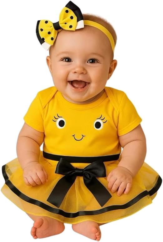 Body Bebê Temático Abelha com Tule - Perfeito para Mesversário